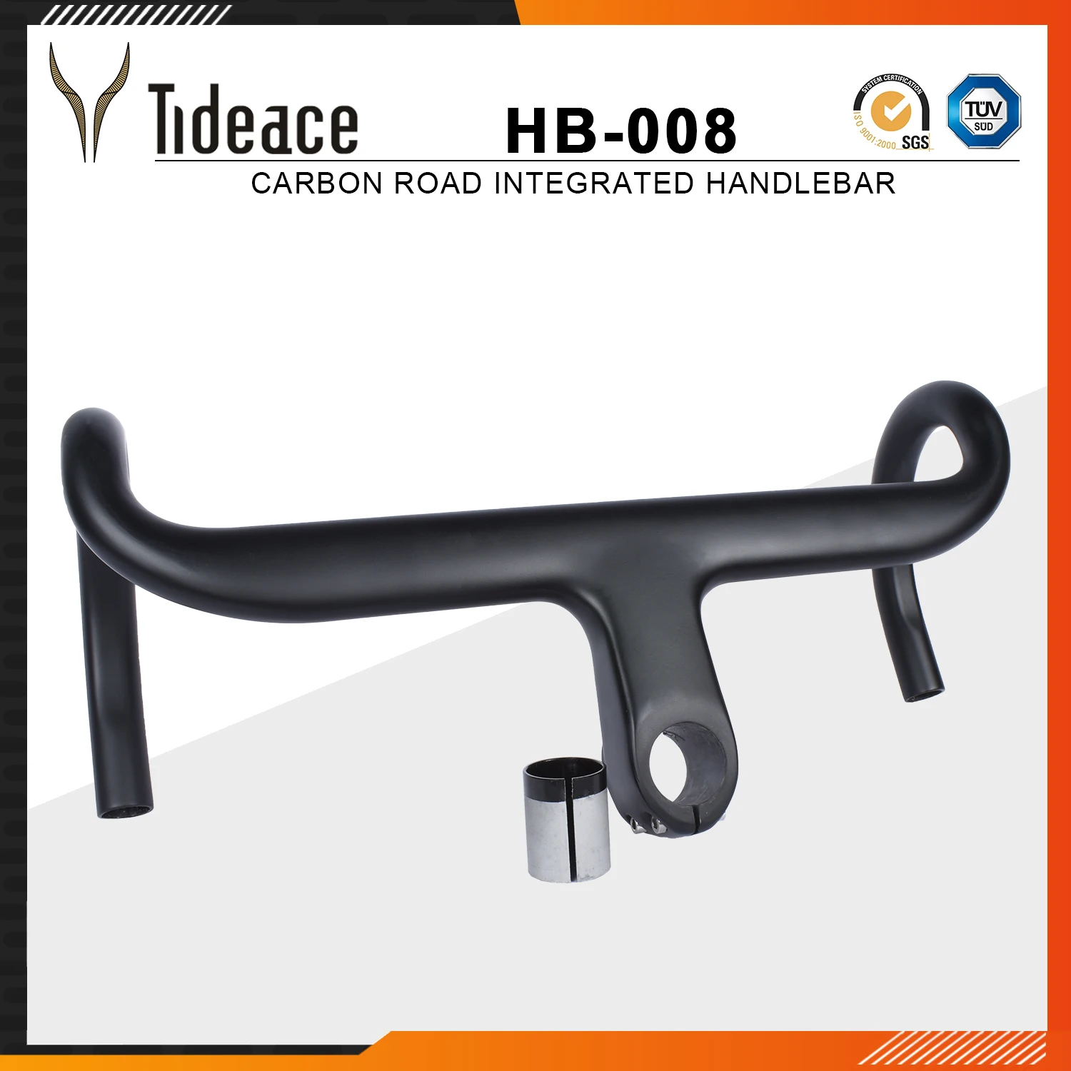 Tideace Bikes T800 Integrated Road Bike Handlebar Carbon Cycling Aero Racing Bicycle Speed Road Bar 28.6 or 31.8mm Compatible