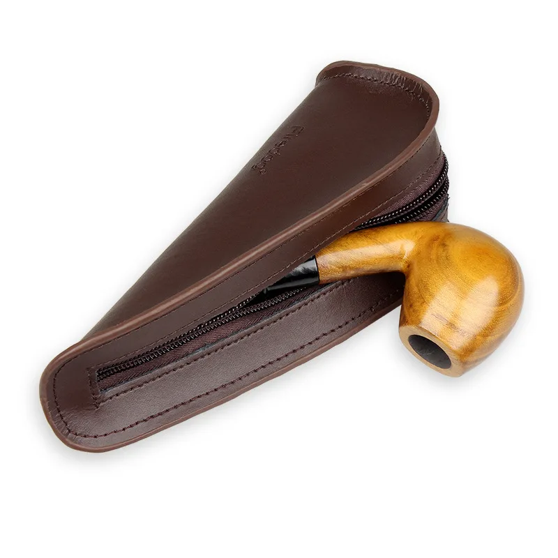 Tobacco Pipe Pouch Bags Portable Travel Genuine Leather Single Smoking Pipe Case Holder For Tobacco Pipe