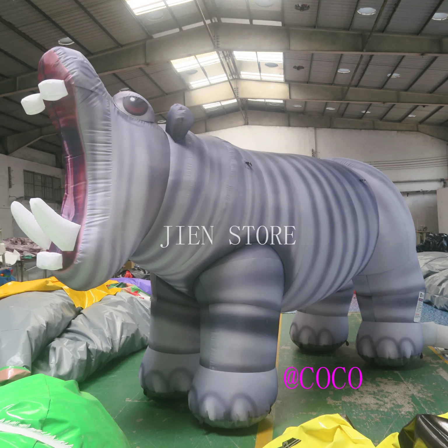 free air ship to door,4m long big inflatable hippo model, zoo animal promotion hippo replica balloon