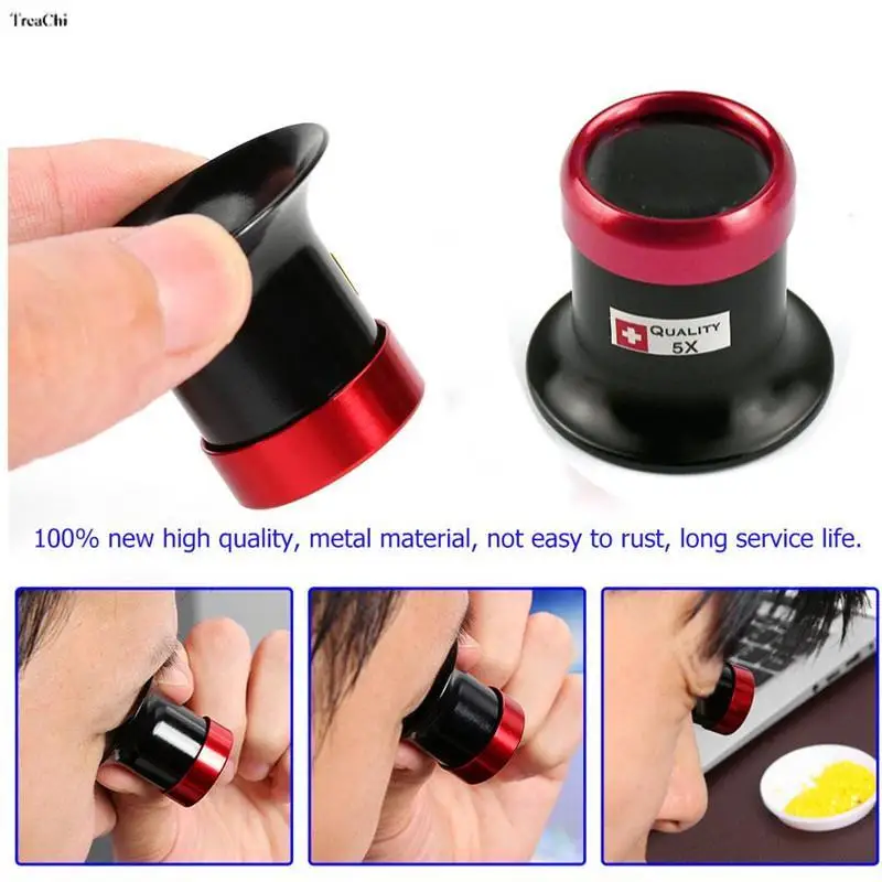 Watch Repair Loupe Lens Gem Glass Magnifier Jewelry Appraisal Magnifying kits Eye Optical Loop Tool Handheld Lightweight 5X /10X