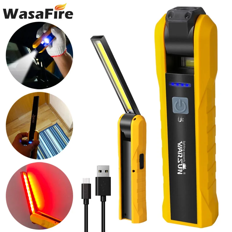 Portable COB Working Light Magnetic Flashlight Led Work Lamp USB Charge Car Flashlight Rotatable Multifunction Lantern with Hook