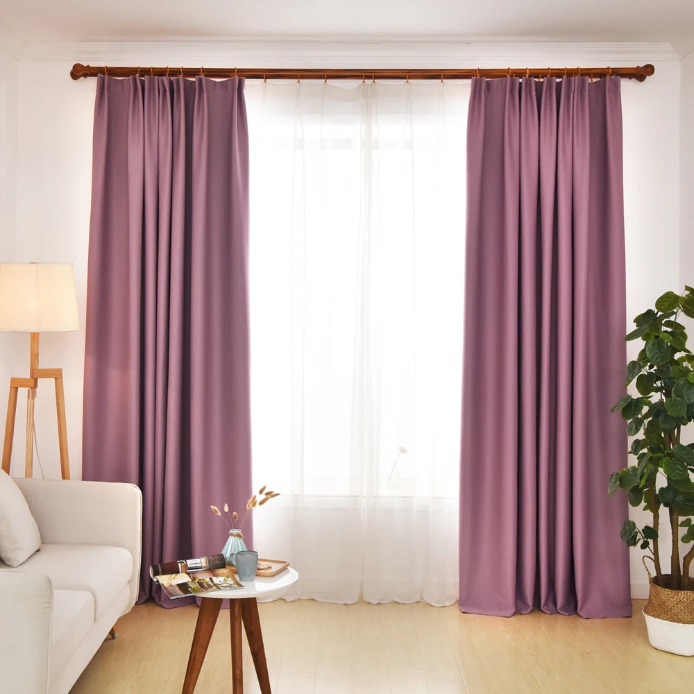 Purple Blackout Curtains For Living Room Bedroom Curtains for Window Treatment Drapes Solid Blackout Curtains Finished Blinds