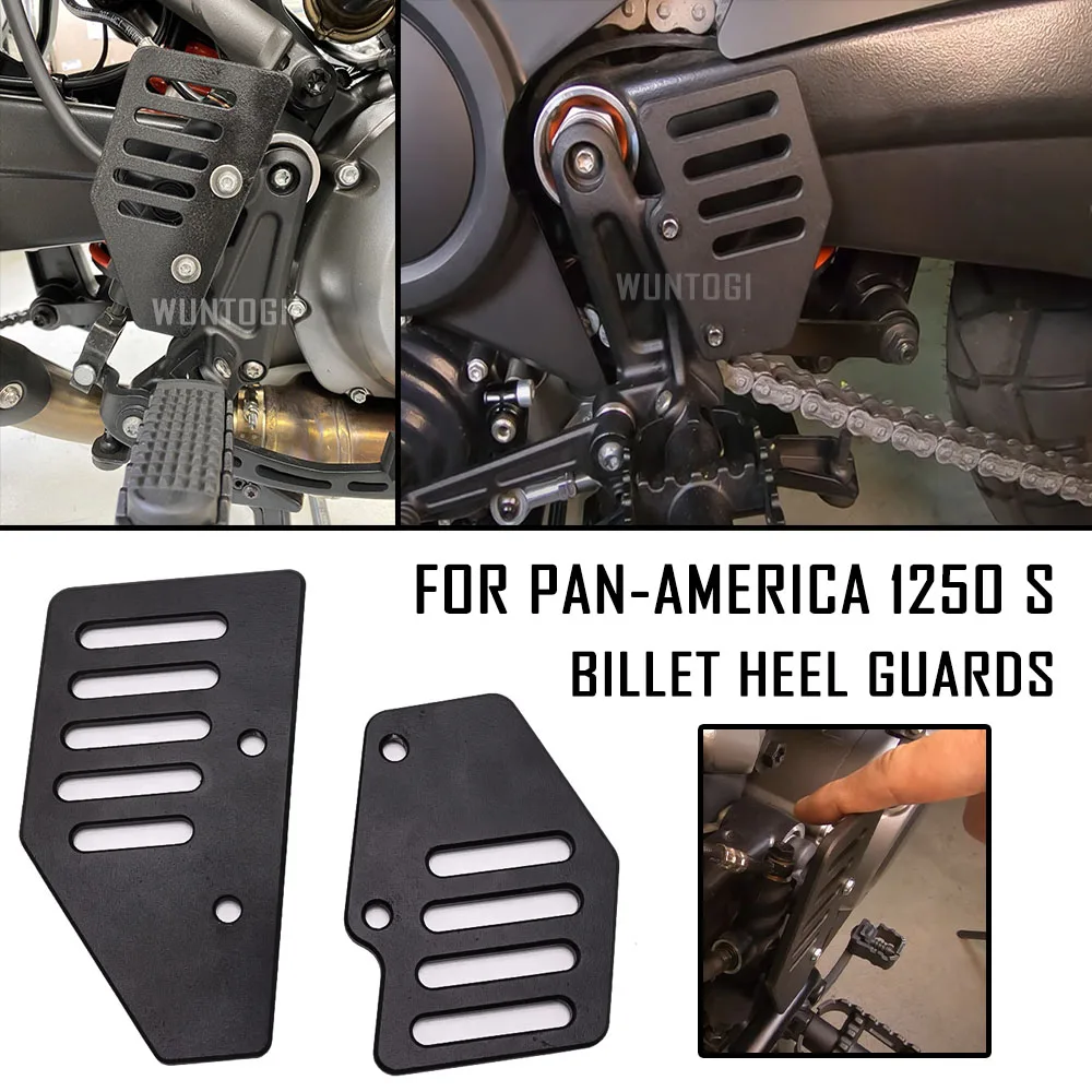 

For Pan America 1250 S Accessories PA1250S PAN AMERICA1250 2021 2022 Billet Heel Guards CNC Aluminum Black Heel Protection