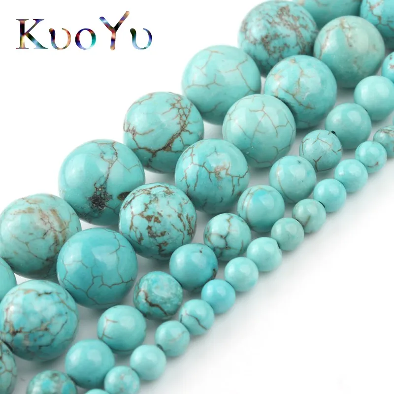 Natural Stone Blue Turquoises Howlite Beads Round Loose Spacer Bead For Jewelry Making Diy Bracelet Accessories 4/6/8/10/12/14mm