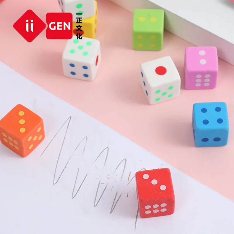 

3 PCS/Pack High Quality Cute Dice-like Craps Shape Plastic Rubber Pencil Eraser for School Students Stationery Office Supplies