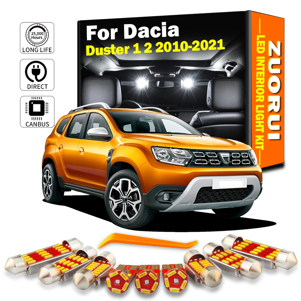 ZUORUI Canbus LED Interior Map Dome Light Kit For Dacia Duster 1 2 2010-2016 2017 2018 2019 2020 2021 Led Bulbs Car Accessories