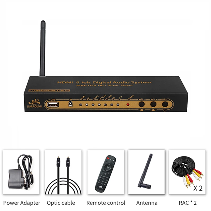 Conversor de áudio HDMI para HDMI, DAC decodificador, DTS AC3, FLAC, PCUSB APE, 4K * 2K, conversor extrator, divisor digital, SPDIF ARC