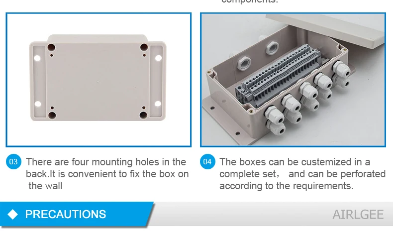 Wall Mounted Outdoor Gray Plastic Enclosures Custom IP65 ABS Waterproof Electrical Junction Box Eith Ear Electrical Project Box