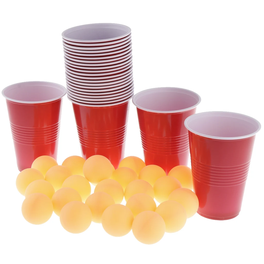 Cray Fun Game  Pong Beer Balls Set Includes 24 Cups+24 Balls, Plastic