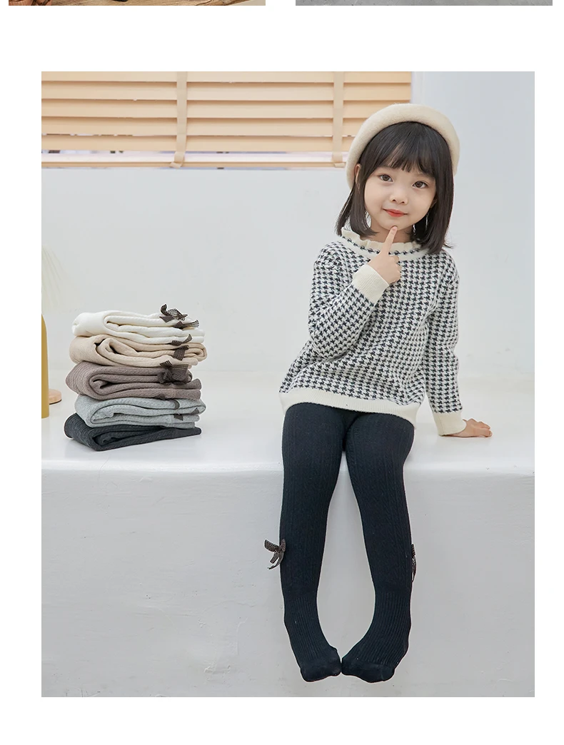 Kleinkind Baby Kinder Polar Fleece Futter Strumpfhosen Winter plus samt dicke Baumwolle Schleife Kind warm halten Twist Kleinkind Mädchen Leggings – Detail 15