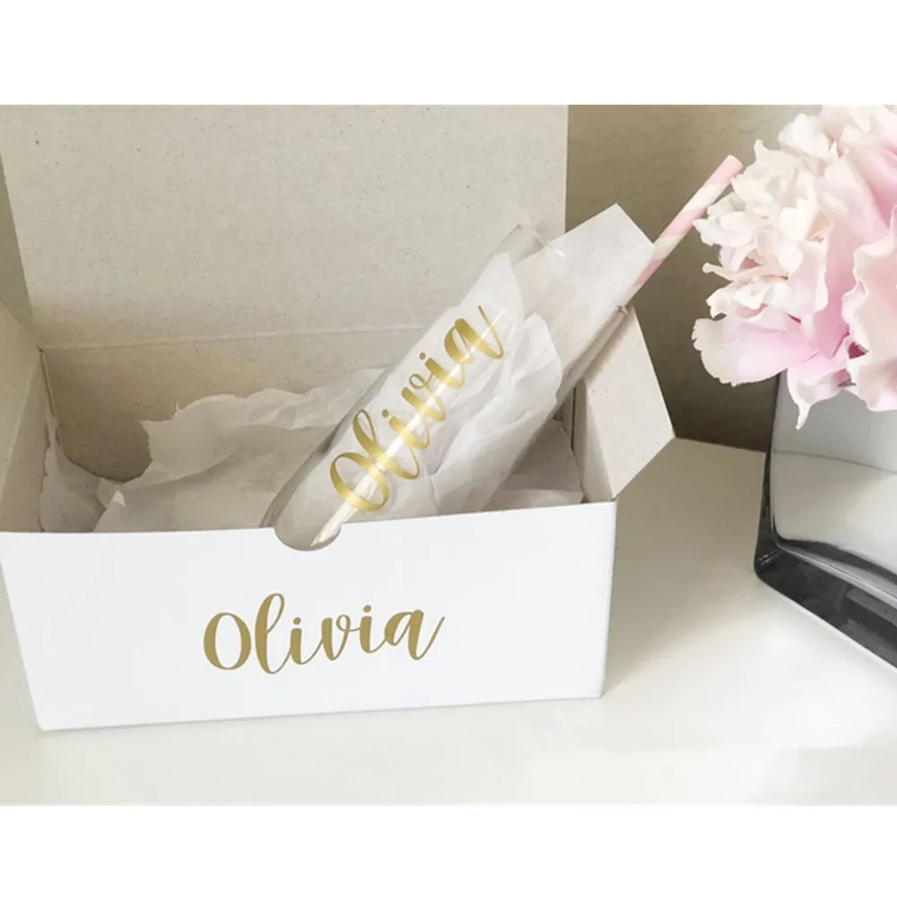 Personalized gift boxes  Real Foil bridesmaid proposal box white cutom bridesmaid gift box 7x4x3 gift box Wedding gift boxes