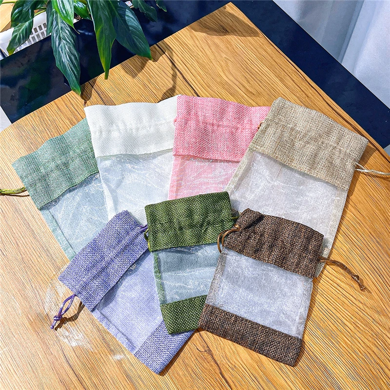 Pouch Drawstring Burlap Christmas Window Jewelry Drawstring Gift Linen Bundle Pocket Jute Sack Candy Gift Storage Food Bag