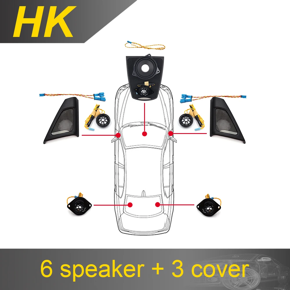 MLNCOU Horn für BMW F10 F11 5er Serie Hochwertiger Lautsprecher Audio-Abdeckung Leistungsverstärker Bass-Hochtöner Mitteltöner Subwoofer Lautsprecher-Kit 9