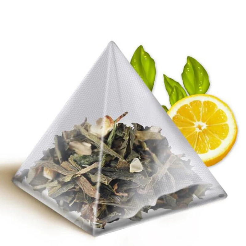 1000Pcs5.5 X 7Cm Pyramid Tea Bag Filter Nylon Tea Bag Single String Label Transparent Empty Tea Bag