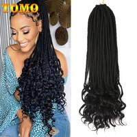 TOMO 14 18 24Inch Curly Box Braids Crochet Hair Pre looped Synthetic Hair With Wavy Ends Ombre Bohemian Braiding Hair Extensions