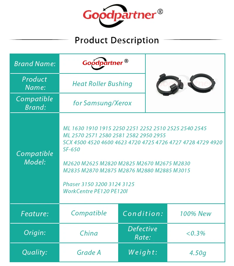 10X JC61-00887A JC61-00888A Bushing for Samsung ML 2250 2510 2570 2571 SCX 4720 4520 4500 4600 4623 4728 for Xerox 3200 3125