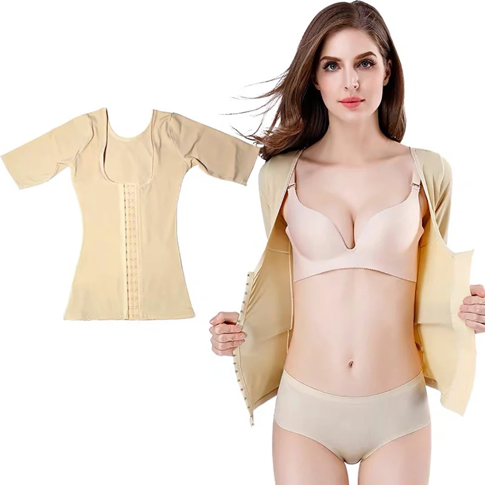 Neues nahtloses Kurzarm-Shapewear-Oberteil zur Taillen- und Bauchkontrolle, Korsett-Unterhemd für Damen, Shaper-Oberteil, Bluse – Detail 8
