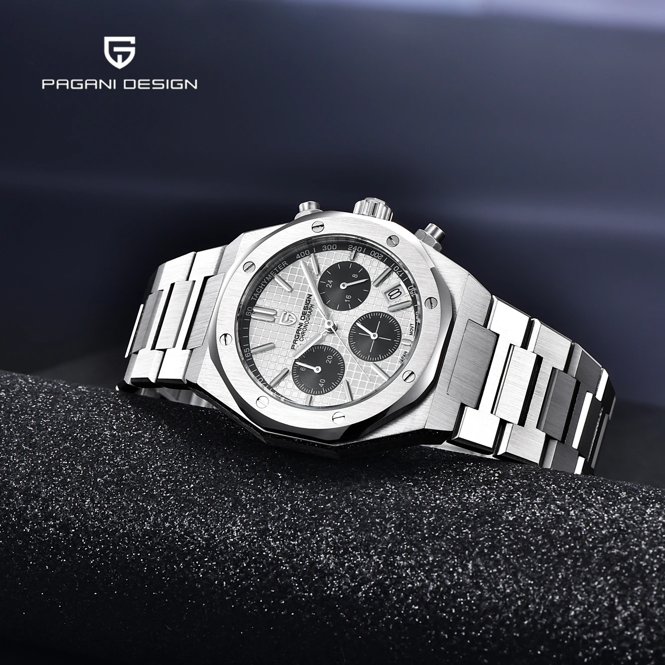 PAGANI DESIGN 40MM Fashion Men\'s Quartz Watch Top Brand Stainless Steel Sapphire Glass 200M Waterproof Chronograph Reloj Hombre