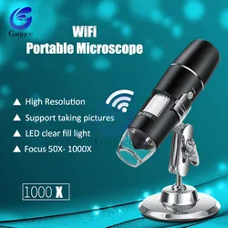 1000X Wifi Microscopio Digitale Portatile Palmare 8 HA CONDOTTO LA Lente di Ingrandimento Elettronico Senza Fili Microscopio con il Basamento per per Android IOS