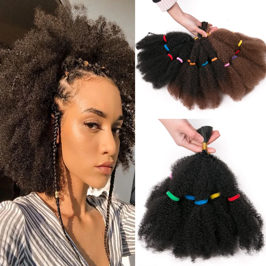 Culry-extensiones de cabello sintético de 12 pulgadas, trenzas de ganchillo Afro rizado a granel, color negro, Bug y marrón