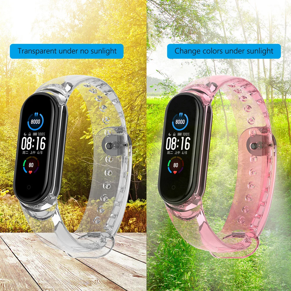 Per Xiaomi Mi Band 6 5 7 NFC cinturino da polso di ricambio TPU cinturino per cambio colore morbido cinturino per cinturino intelligente trasparente