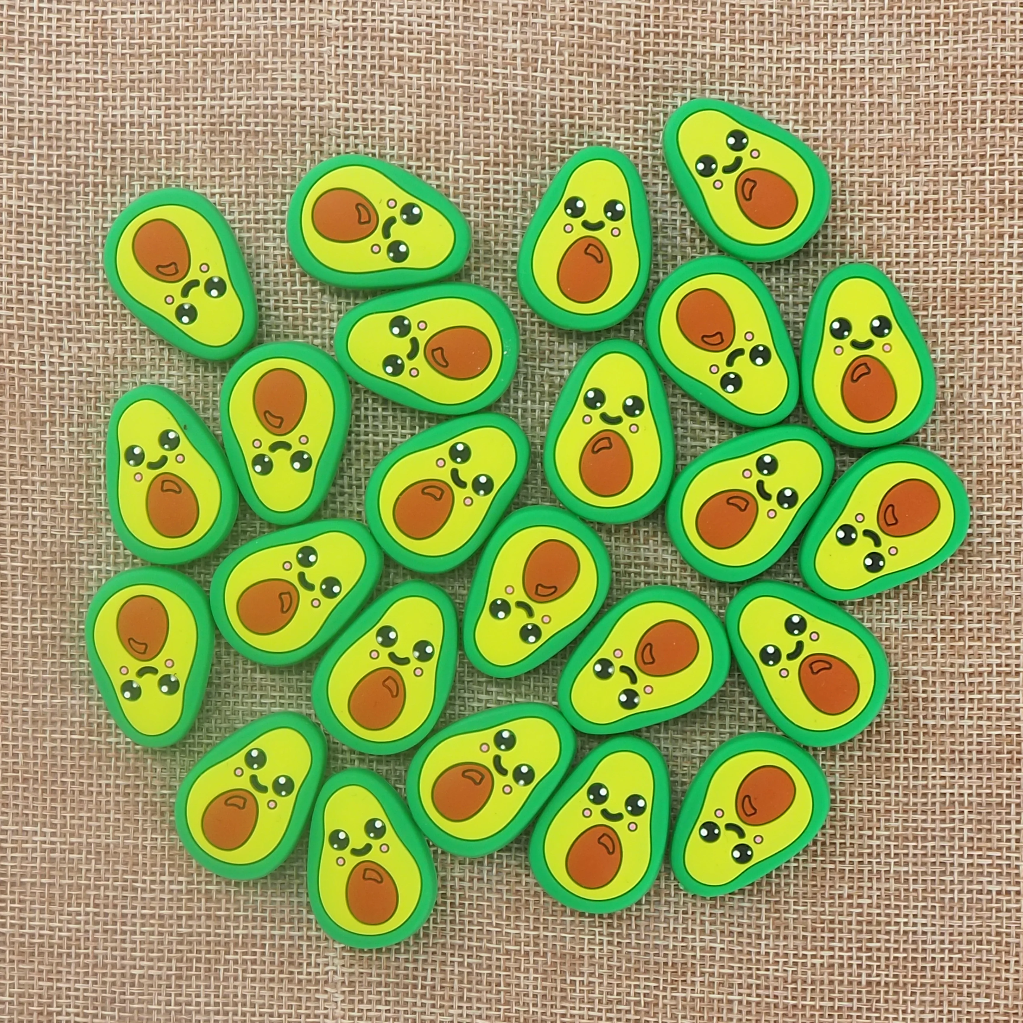 Chenkai 10PCS Silikon Avocado Perlen Baby Kauen Anhänger Pflege Sensorischen Zahnen Schnuller DIY Halskette Kette Pflege Spielzeug