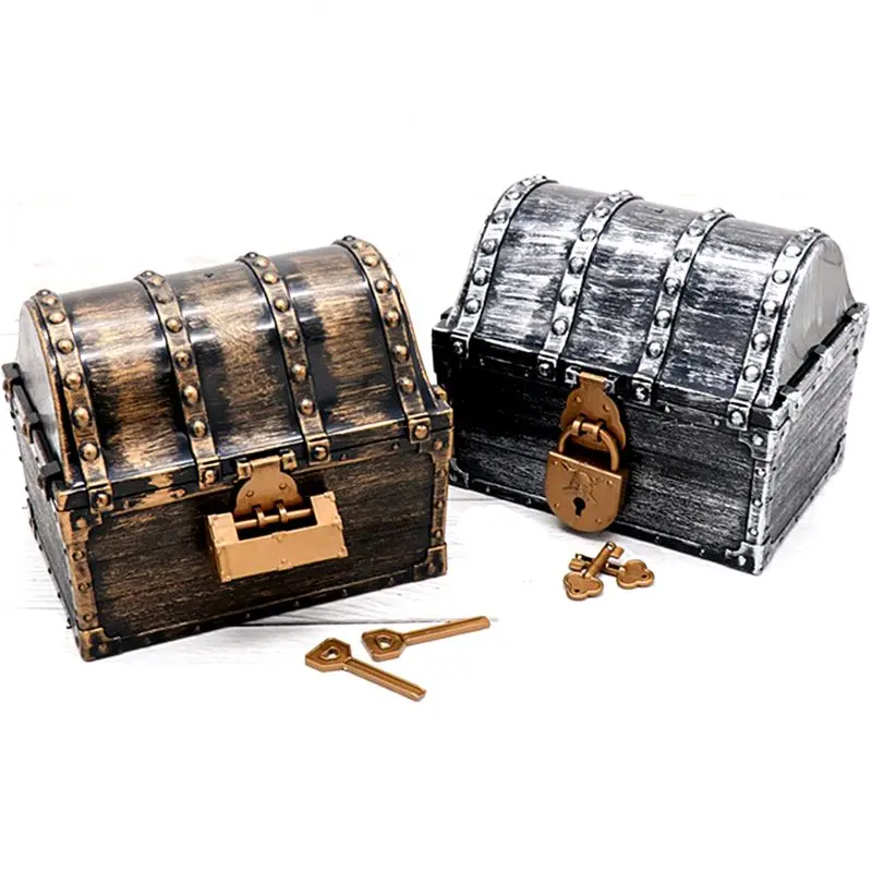 

Vintage Pirate Treasure Chest Portable Pirate Box With 2 Locks Non-toxic Safe Party Favors Kids Toy Boys Gilrs Gift