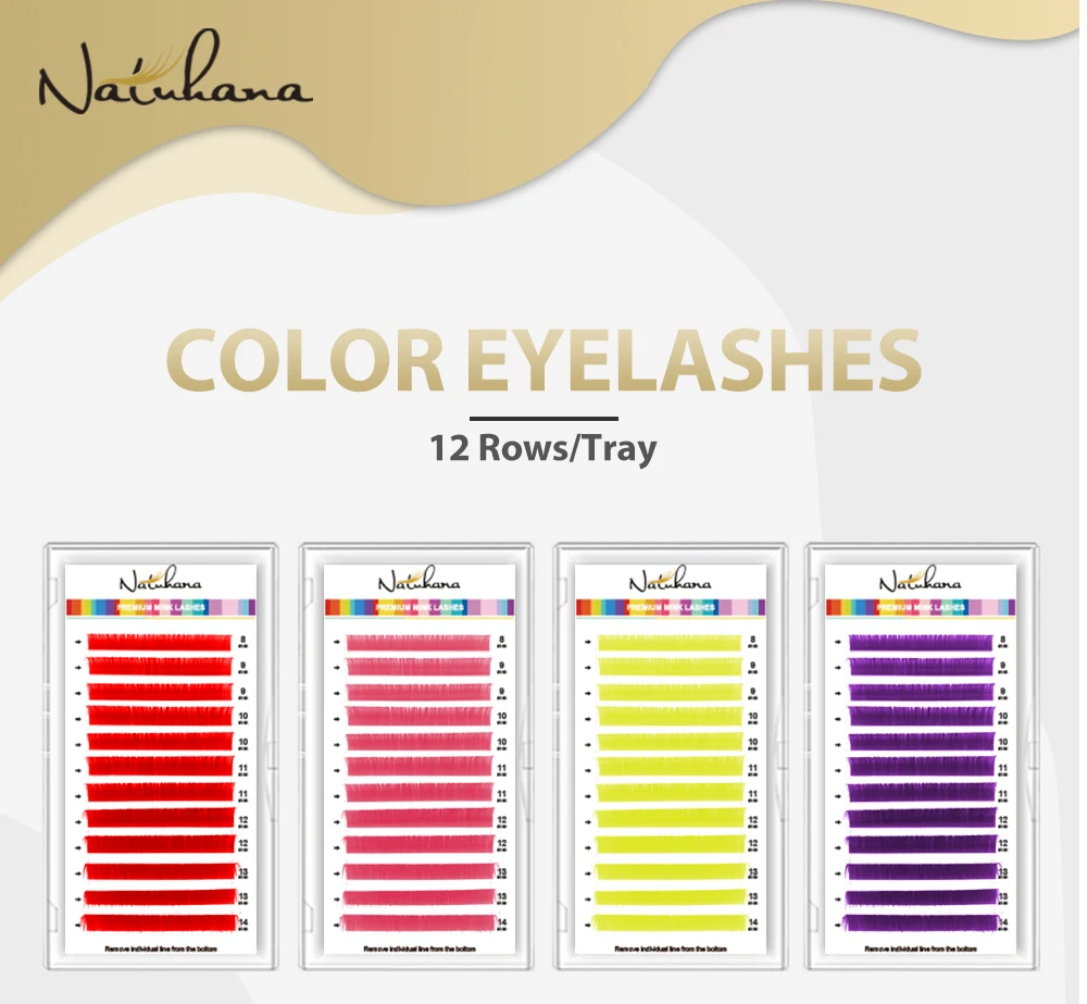 NATUHANA Wimpernverlängerung, einzelne farbige Wimpern, künstliche Nerzwimpern für farbiges Make-up, Wimpernverlängerungszubehör, Maquiagem – Detail 4
