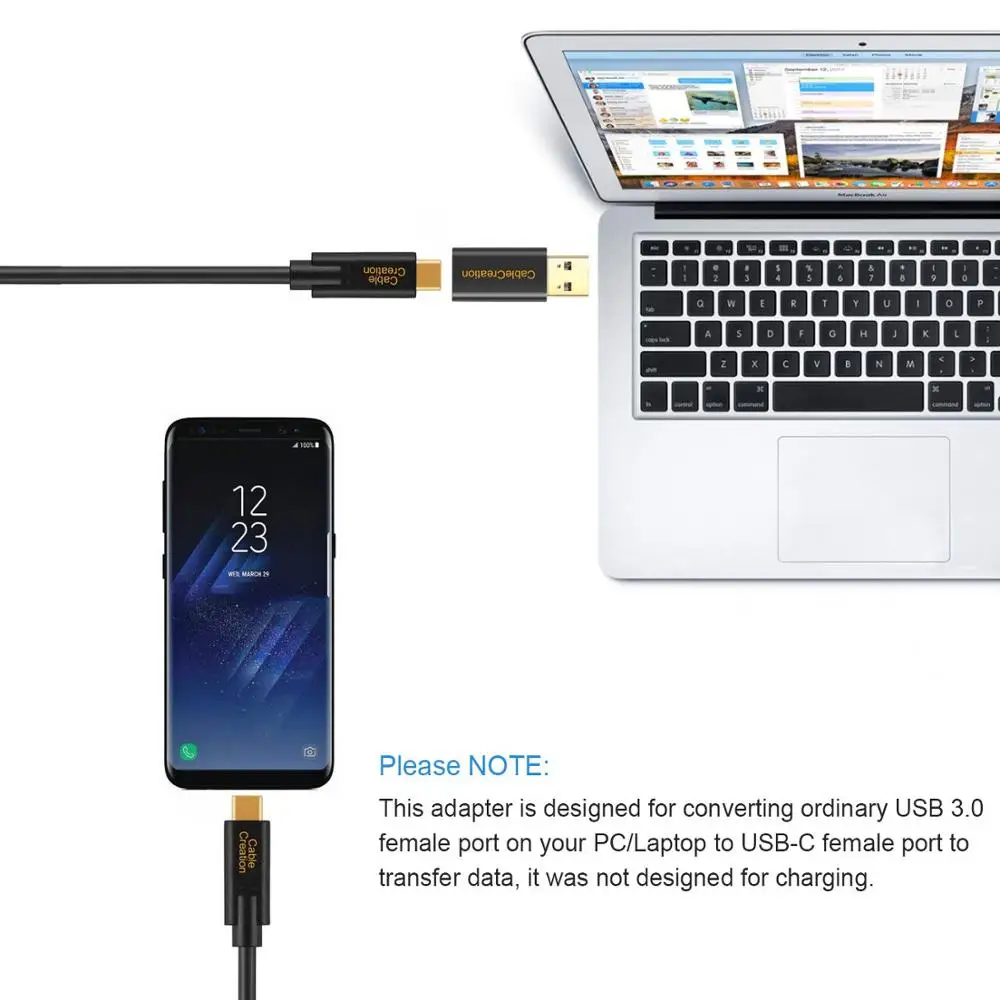 CableCreation-Adaptador USB a tipo C OTG, convertidor de 5Gbps USB C hembra a USB macho para cargador de portátil, Banco de energía, Macbook, Samsung