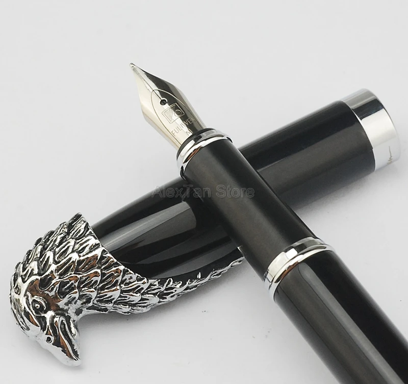 

Fuliwen Owl Medium Nib 0.7mm Fountain Pen Eagle Head Clip Writing Gift Pen Black Barrel Gift Pen For Business Best Stationery