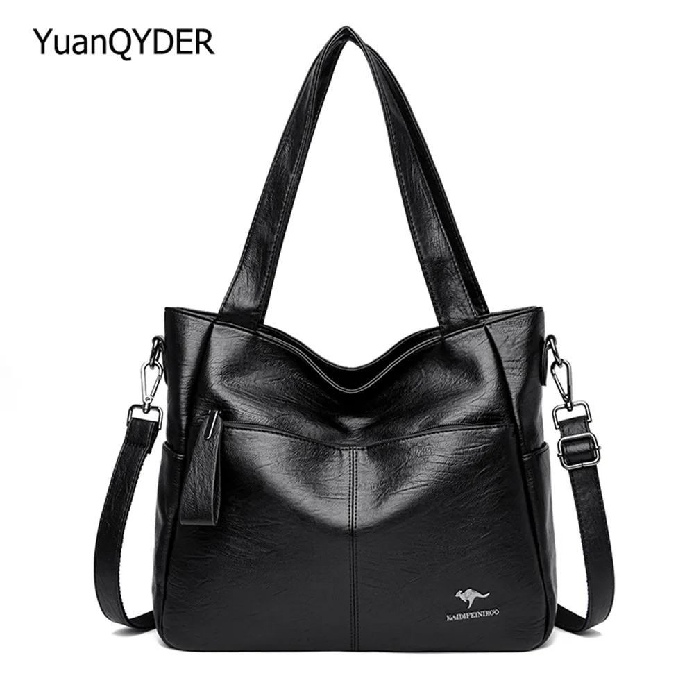 

Casual Large Totes Women's Handbag Designer Solid Color Shoulder Bag High Quality Leather Crossbody Bag Large Capacity Sac Femme