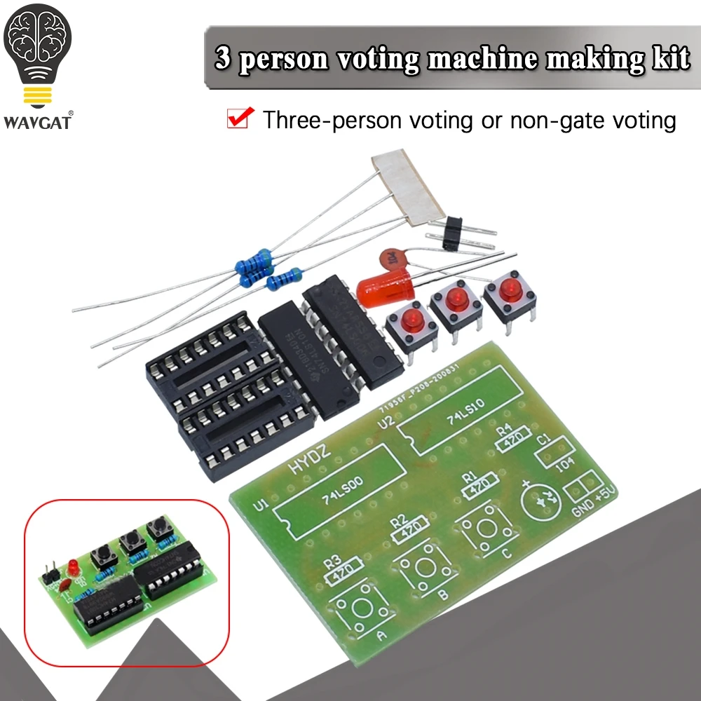 Three person Voter Making Kit DIY Non Gate Voter Digital Circuit Lab Kit for training student LABS on electronic principles