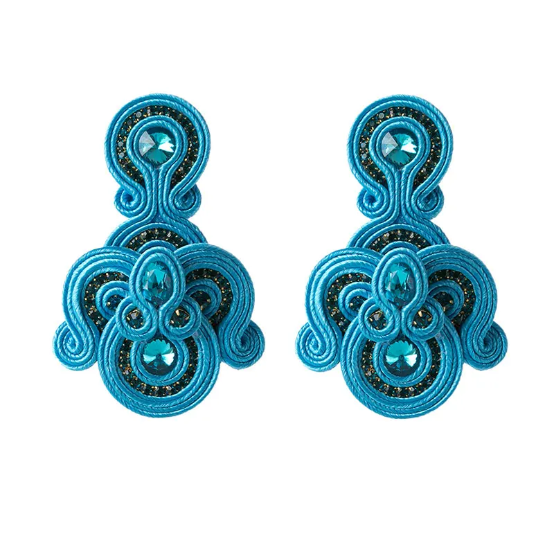 KpacoTa Creazione di gioielli di moda soutache tessitura Orecchini etnico boho Colore fatto a mano glamour Orecchino lungo grande pendente Regalo