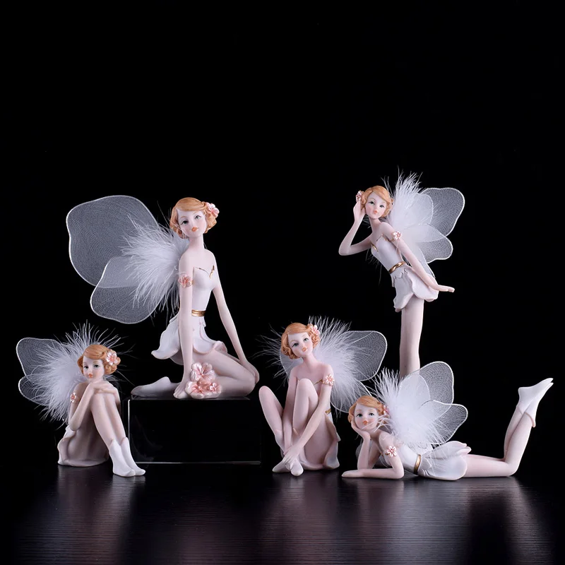 

Nordic Accessories Flower Fairy Girl Resin Angel Decoration Home room Desk Figurines Crafts Cafe Table Ornaments Birthday Gifts