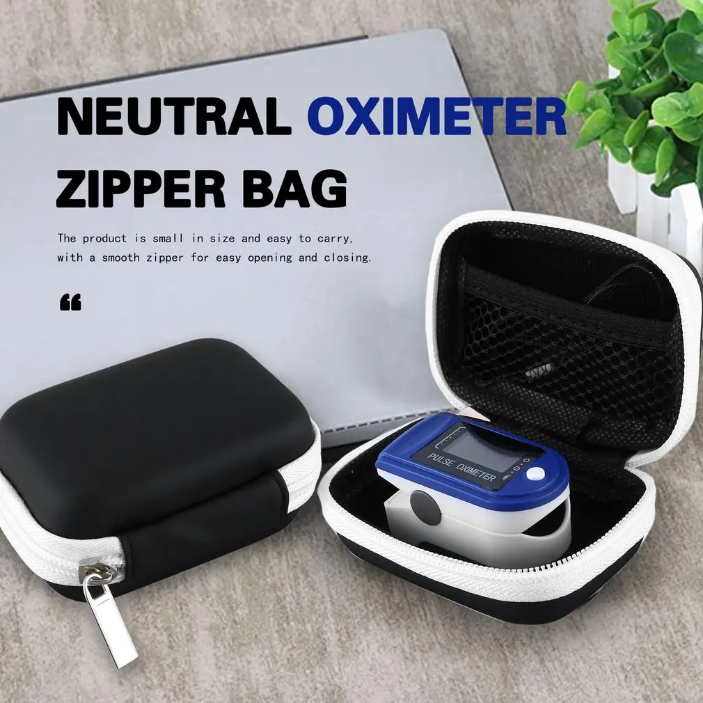 Eva Neutral Oximeter Storage Bag Protection Box Kit Bag Oximeter Cover Kit Bag Hard Zipper Holder Suitable for Finger Oximeter