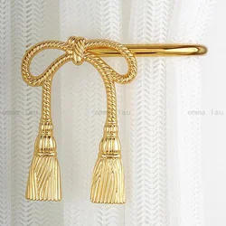 Solid Copper Wall Curtain Hook Strap Bow Shape Curtain Holdbacks Wall Mounted Decoration Curtain Hanger for Living Room