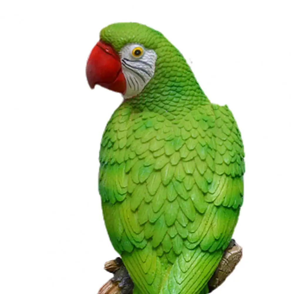 Figurine Parrot Shape Table Top Ornaments Resin Tree Hanging Animal Sculpture for Patio