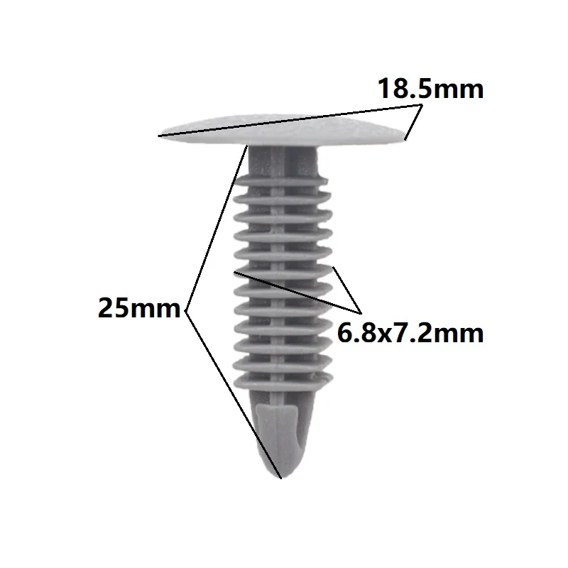 30 Stuks 6Mm 7Mm 8Mm Grijze Plastic Klinknagels Carrosserie Bevestigingsmiddelen Nieuw Voor Auto Auto Bumper Spatbord