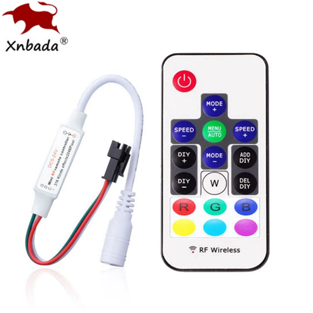 WS2811 WS2812B SK6812 RGB Led Pixels Strip Light Controller 17Keys DIY 366Modes Change Remote DC5-24V