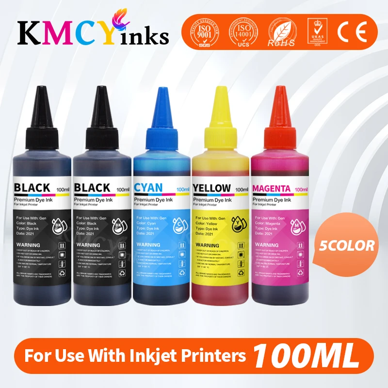 KMCYinks 100ml Ink Refill Kit compatible for HP 21 22 for HP21 for Deskjet F2280 F4180 F4100 F2100 F2200 F300 printers