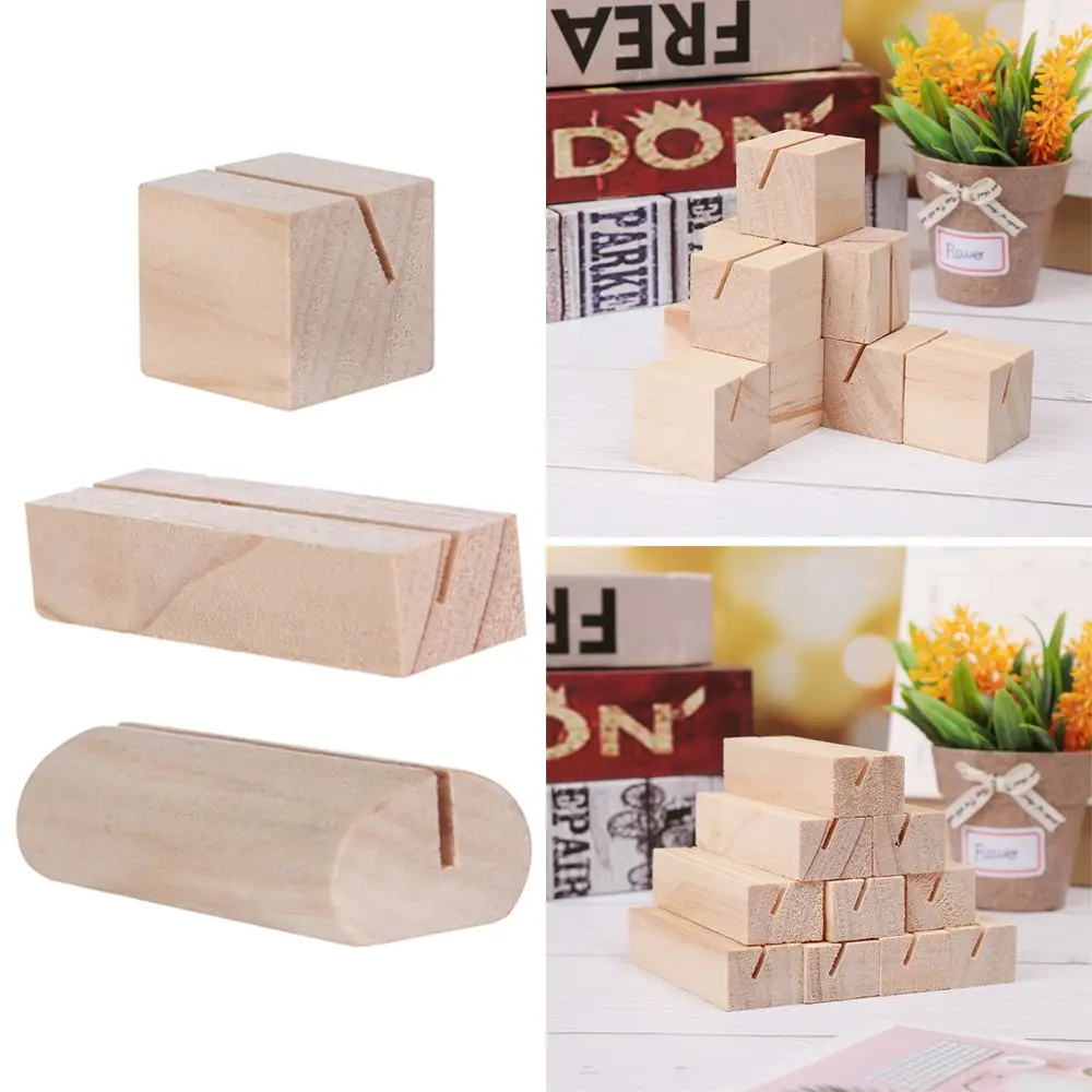 Retro Round Shape Base Table Numbers Holder Natural Wood Wedding Supplies Clamps Stand Picture Frame Photos Clips Place Card