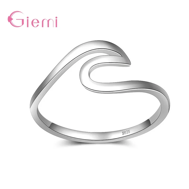 Genuine 925 Sterling Silver  Geometric Elements Finger Rings For Women Korean Style Fine Jewelry Bague 3 Colors For Choice