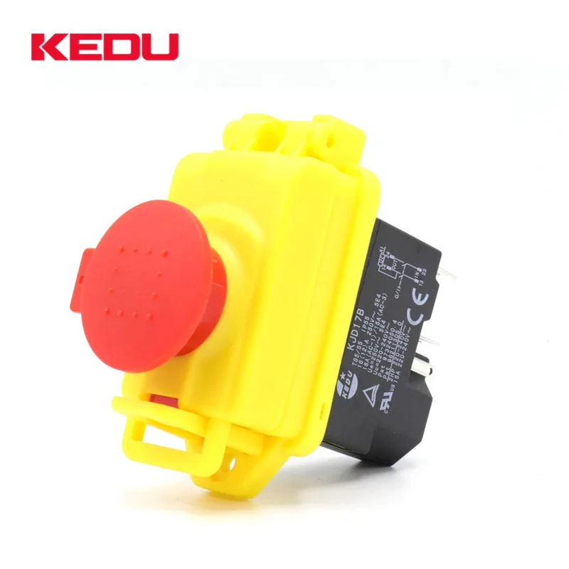 KEDU Waterproof Electromagnetic Pushbutton Switches KJD17B 120V / 220V 2HP 16A 5-pin Safety Emergency Stop Push Button Switch