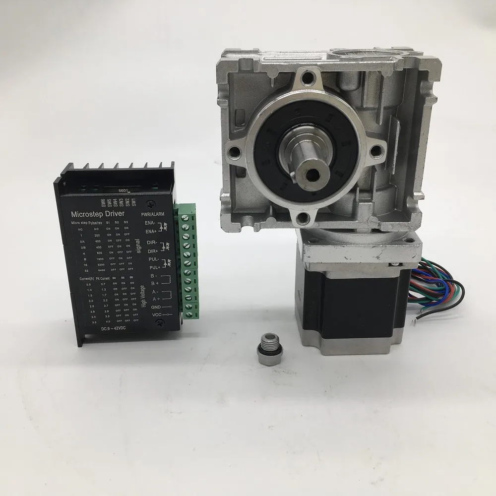 10:1 Worm Gearbox RV030 Speed Reducer 14mm output +Nema23 Stepper Motor 3A 56MM 1.2NM 172Oz-in Convert 90 degree +TB6600 Driver