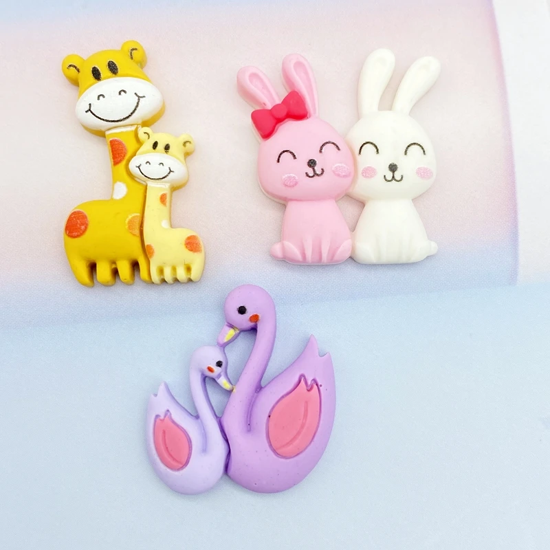 10pcs Kawaii Resin Mini Animals Flatback Cabochon DIY Decorative Craft Scrapbooking Accesssory D70