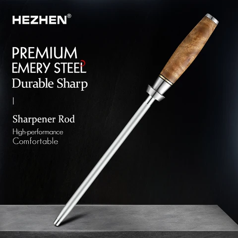 Hezhen apontador de faca de haste, aço de alto carbono, ferramenta de cozinha de esmeril, nitidez de longa duração, acessórios de cozinha