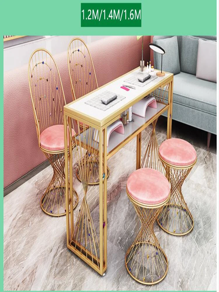 Net Red Tyrant Gold Manicure Table Chair Set Single Double Simple Modern Beauty Shop European Diamond Manicure Table