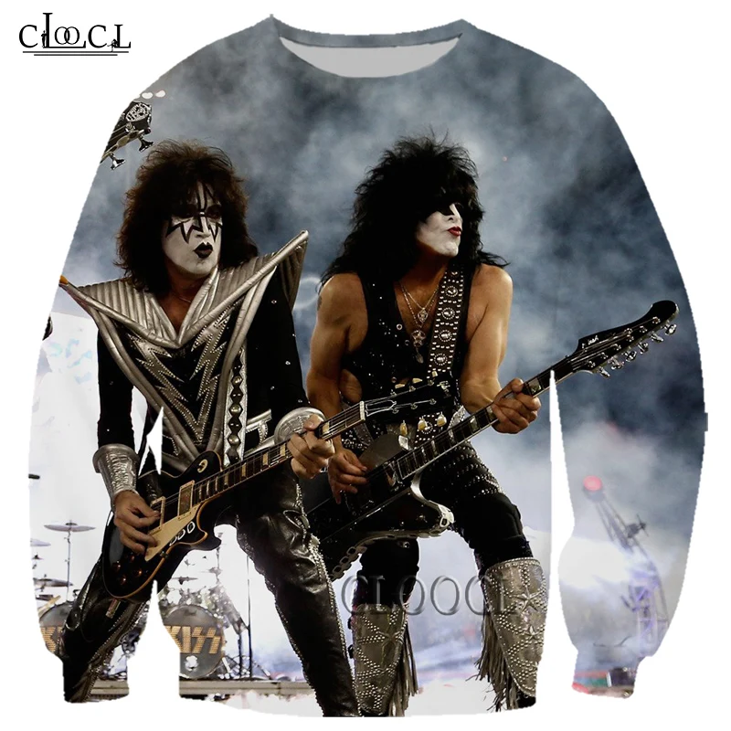 HX Metal KISS Rock Band 3D Print Men Women Sweatshirts Fashion Hip Hop Long Sleeve Outerwear Harajuku Wild Tops Drop Shipping