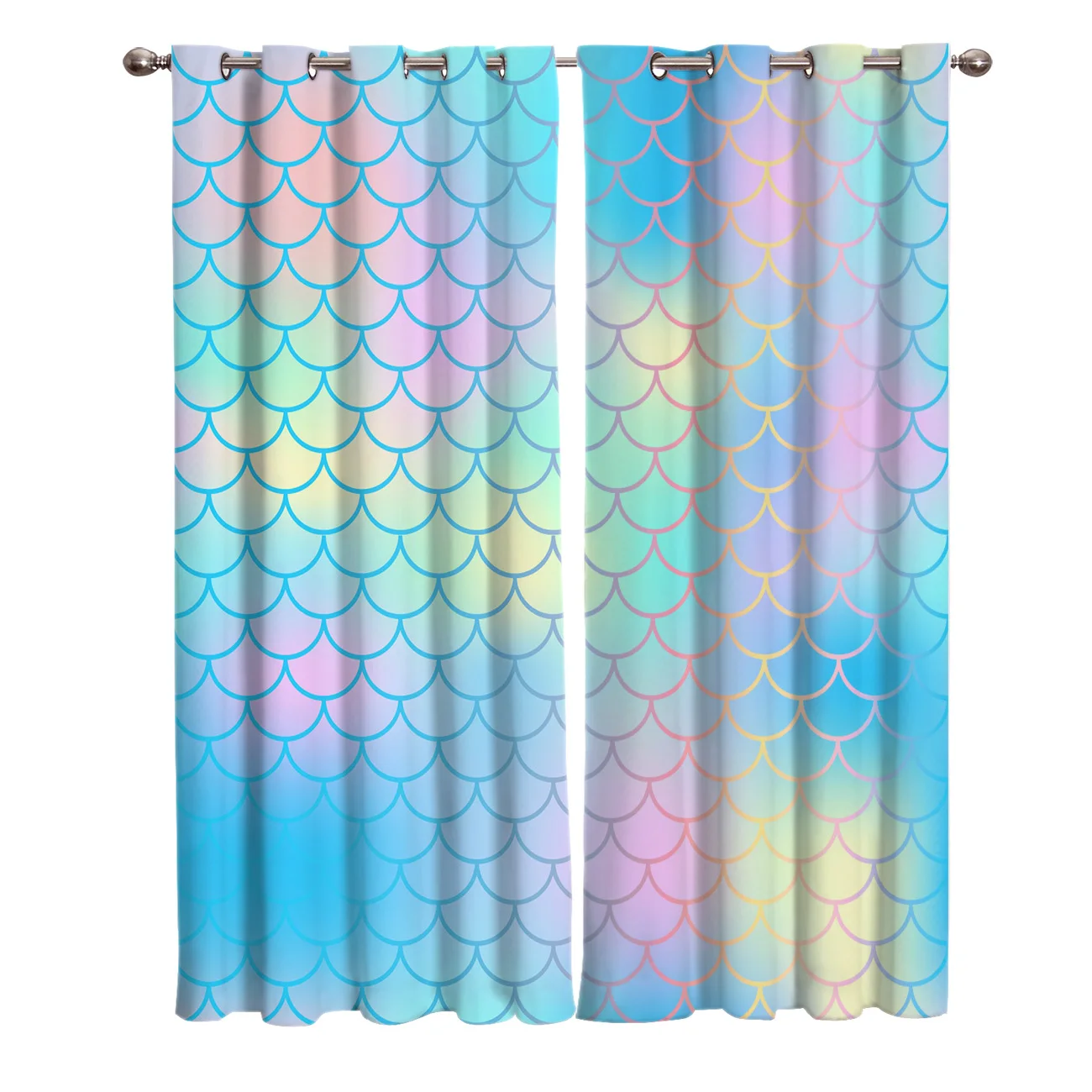 Fishscale Mermaid Color Window Treatments Curtains Valance Window Curtains Decor Window Treatment Valances Kids Room Home Decor