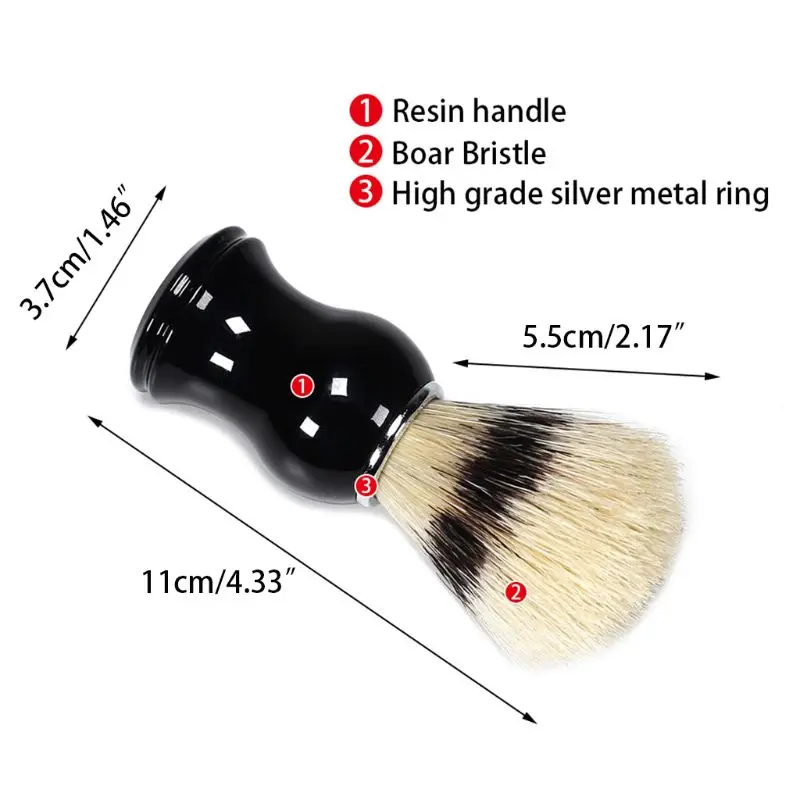1 pz Mens pennello da barba cinghiale setola capelli rasoio da barba barbiere pulizia del viso manico in resina nera strumento da salone regalo classico